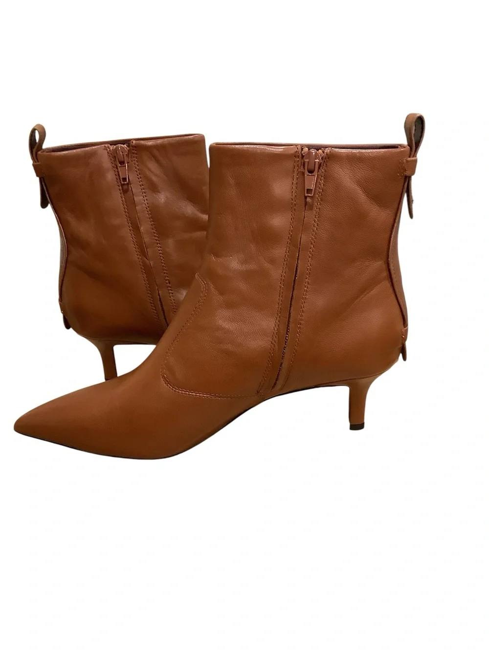Franco Sarto Kura Women’s Pointed Toe Tan Leather Ankle Boots Size 9, NIB